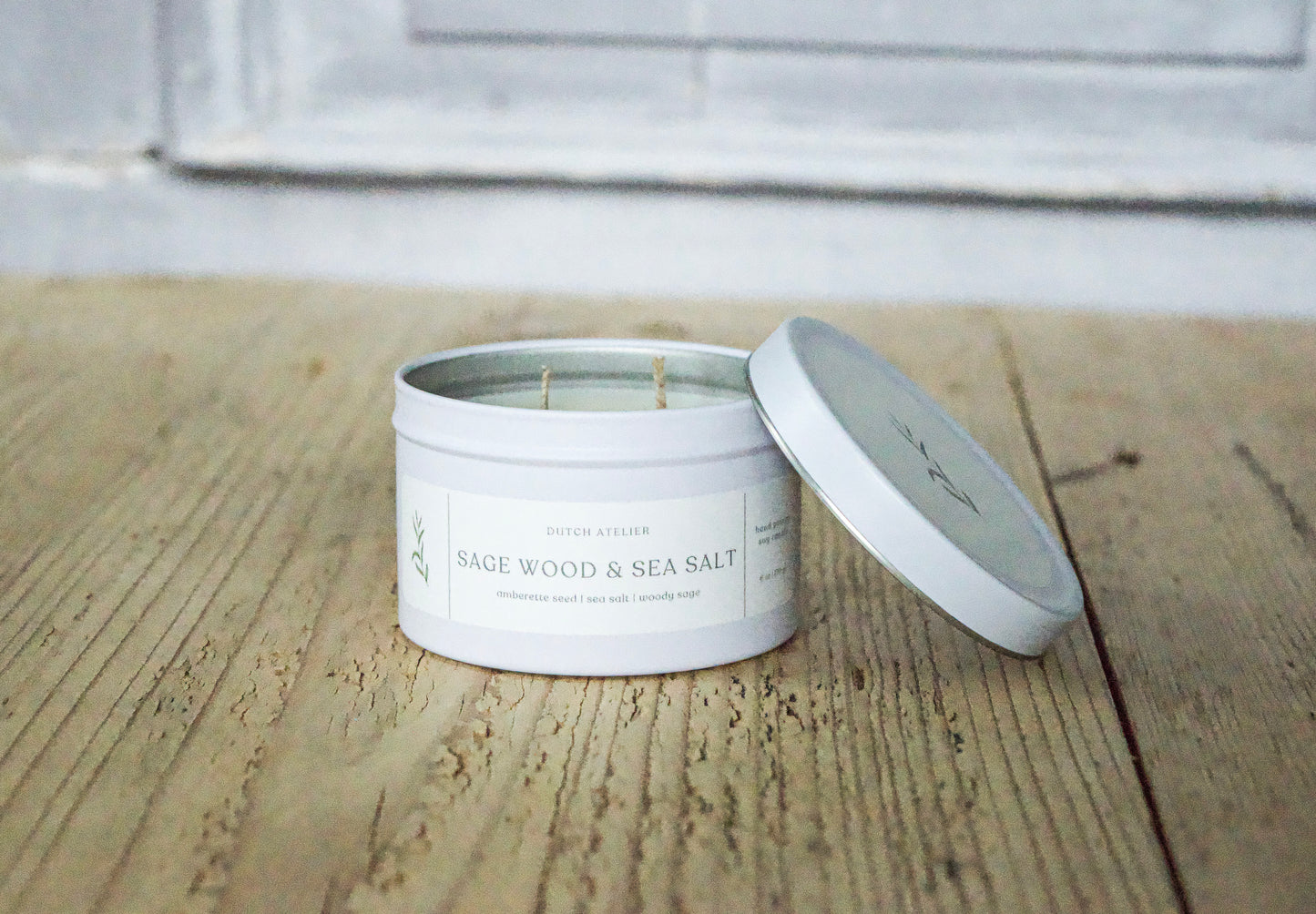 Sage Wood & Sea Salt 6oz Tin candle